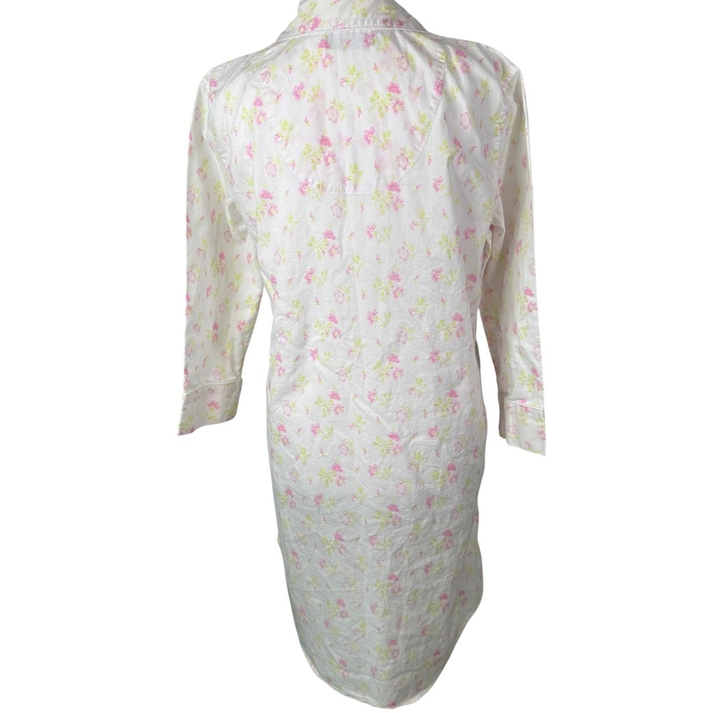 Ralph Lauren Womens Pink Floral Nightgown Button Up Long Sleeve Embroidered RL S - Picture 4 of 6
